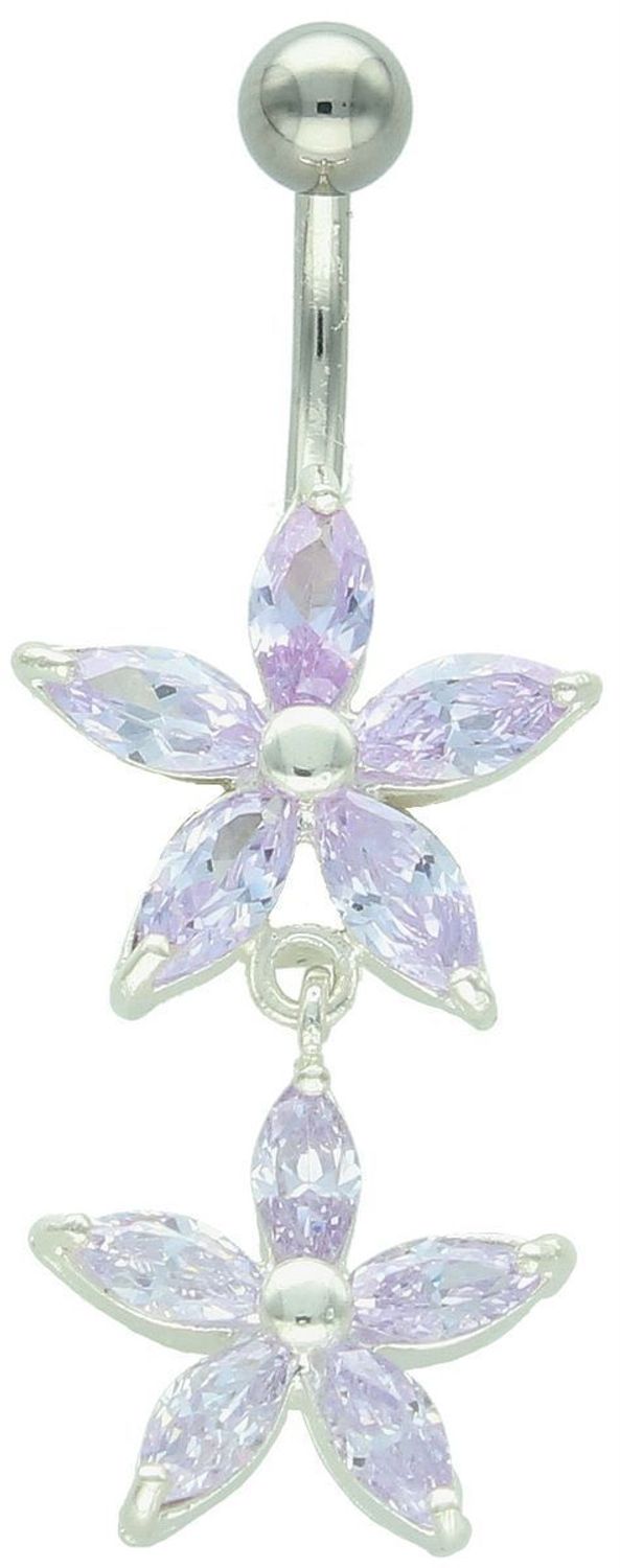 Kolczyk do pępka srebrny 925 – Kwiat z lawendowymi cyrkoniami  Biżuteria damska.jpg